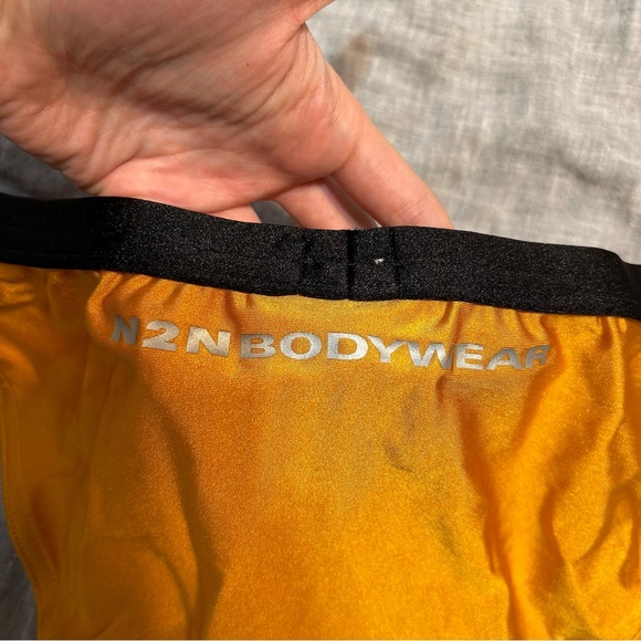 N2N Bodywear Bright Orange Shiny Pouch Briefs Size Large NWT - Picture 4 of 4